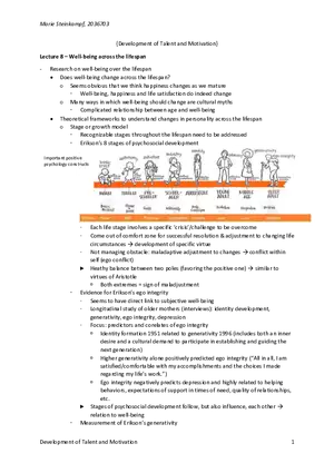 Development of Talent and Motivation