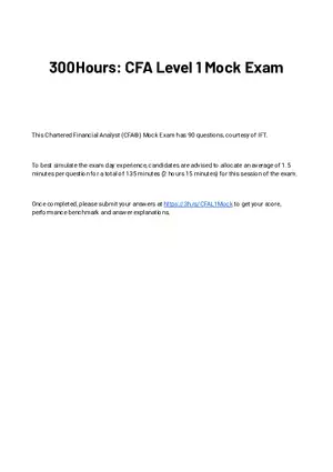 300 Hours - Free CFA Level 1 Mock Exam