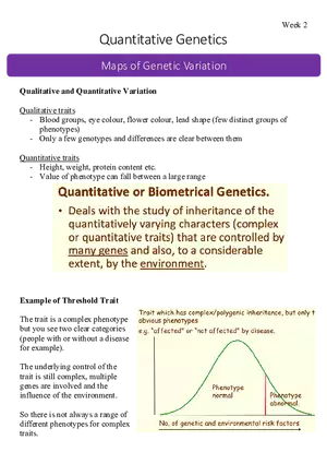 Week 2 Quantitative Genetics