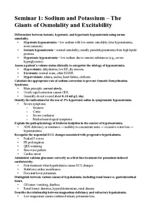 Seminar 1: Sodium and Potassium