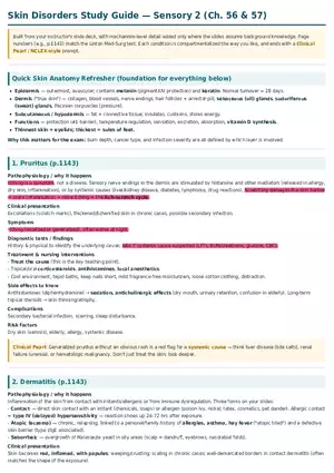 Skin Disorders Study Guide - Sensory 2