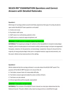 NCLEX-RN Examination Questions and Correct Answers