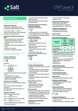 CFA L2 Formulas