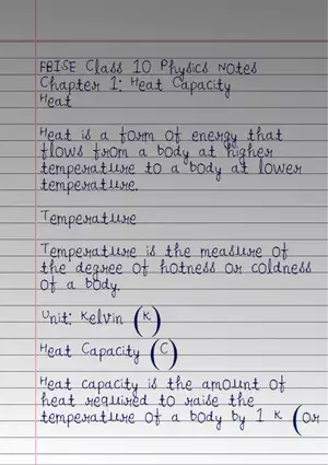 Physics Notes Chapter 1. Heat Capacity Heat