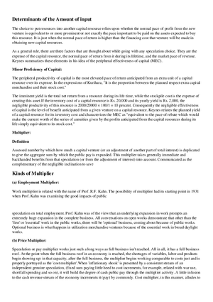 Determinants of the Amount of Input