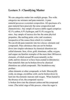 Lecture 3: Classifying Matter