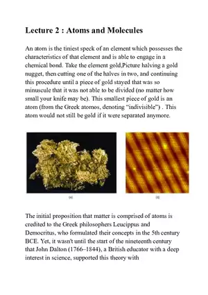 Lecture 2: Atoms and Molecules