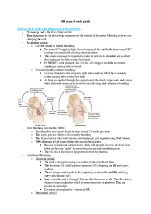 OB Exam 5 Study Guide