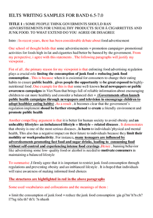 IELTS Writing Task 2 Sample Essays for Band