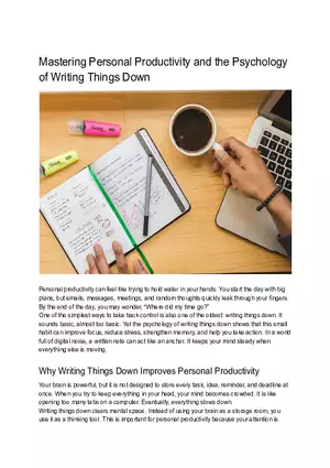 Mastering Personal Productivity and the Psychology of Writing Things Down