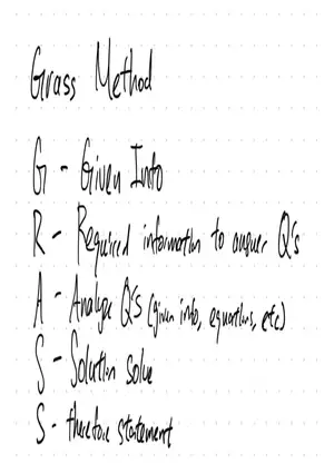 Grass Method Quiz Work