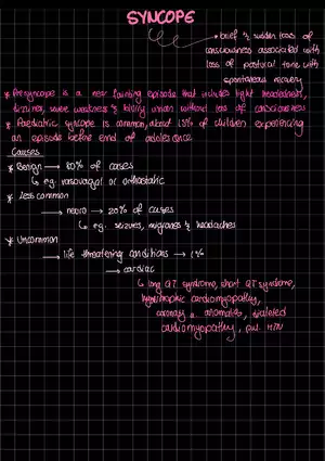 Notes Syncope