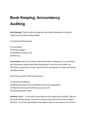 Book Keeping, Accountancy, Auditing