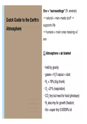 Quick Guide to the Earth's Atmosphere