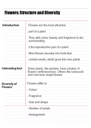 Biology Flowers Notes Structure and Diversity
