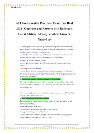 ATI Fundamentals Proctored Exam Test Bank