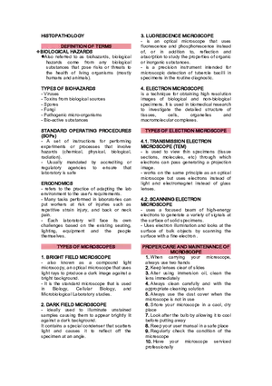 Histopathology Definition of Terms