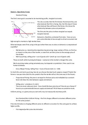 Week 4 - Algorithmic Pricing