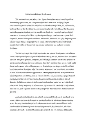 Reflection on Lifespan Development