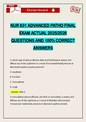 Advanced Patho Final Exam Actual 2025/2026