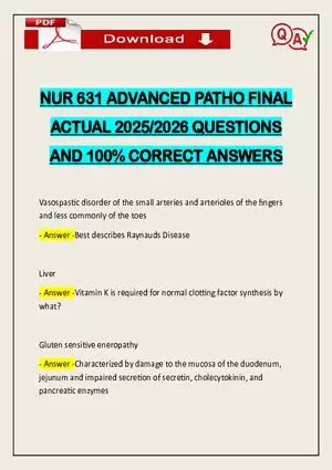 Patho Final Actual 2025/2026 Questions