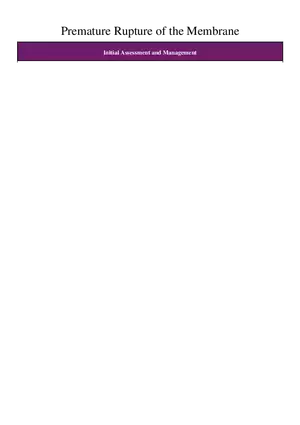 Premature Rupture of the Membrane