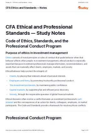CFA Ethics and Standards - Notes