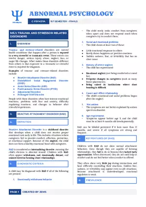 Trauma and Stressor Related Disorders