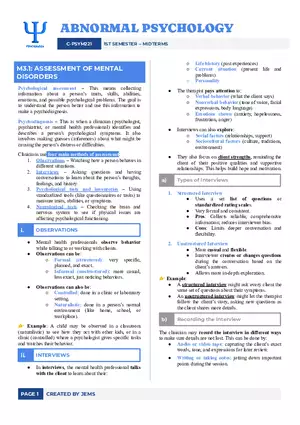 Assessment of Mental Disorders