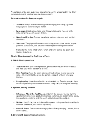 A Breakdown of the Core Guidelines for Analyzing Poetry