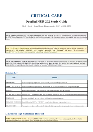 Critical Care Detailed Study Guide