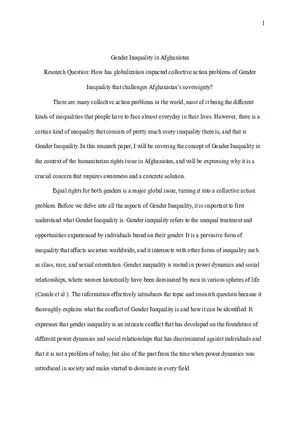 Gender Inequality in Afghanistan Research Paper