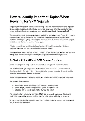 How to Identify Important Topics When Revising for SPM Sejarah